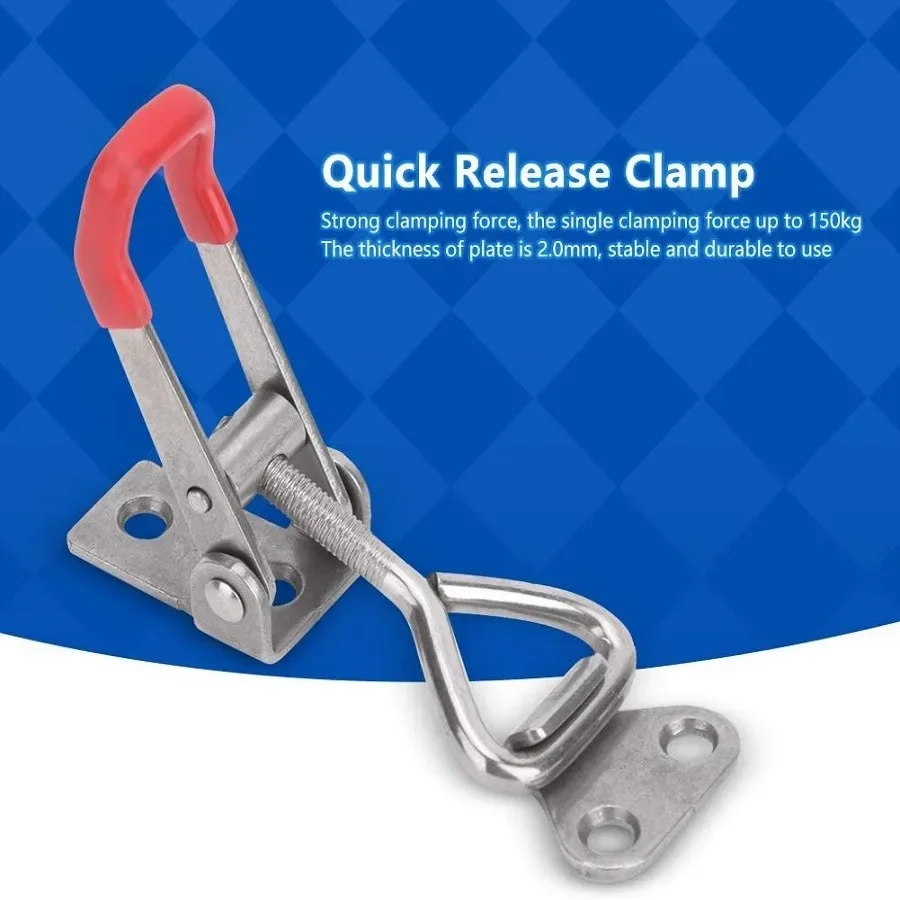 2pcs Adjustable For Toggle Clamp Quick Buckle GH-4001-SS Stainless Steel 304 for Toolbox Drawer Chest Cabinet Hardware Use