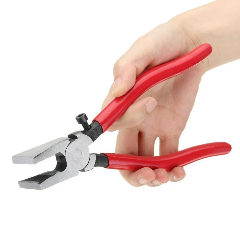 Dreamburgh 8 Inch Non-slip Handle Breaking/Cutting Glass Pliers Stained Glass Tools Flat End Breaker Pliers Hardware Hand Tools