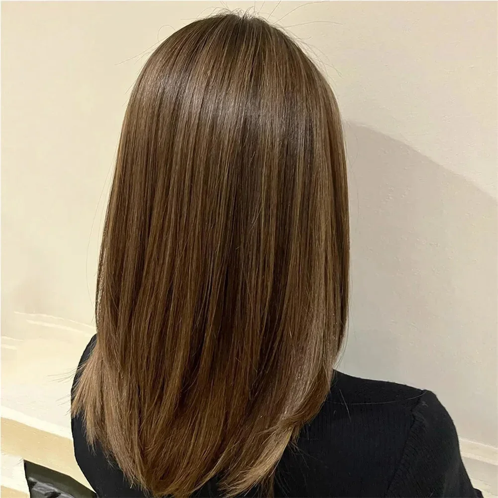 

Glueless 5x5 Silk Base 16 inch Straight Highlight Brown Jewish Human Hair Wig Baby Hair HD Lace European Hair Preplucked
