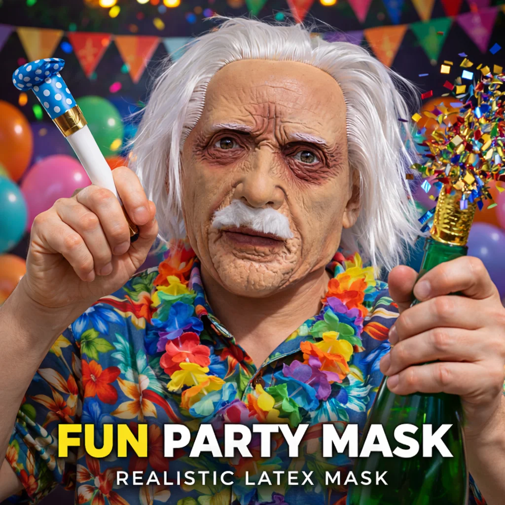 

Old Man Mask White Hair Beard Realistic Cosplay Costume Prop Halloween Birthday Party Masquerade Funny Grandpa Face Cover Adults
