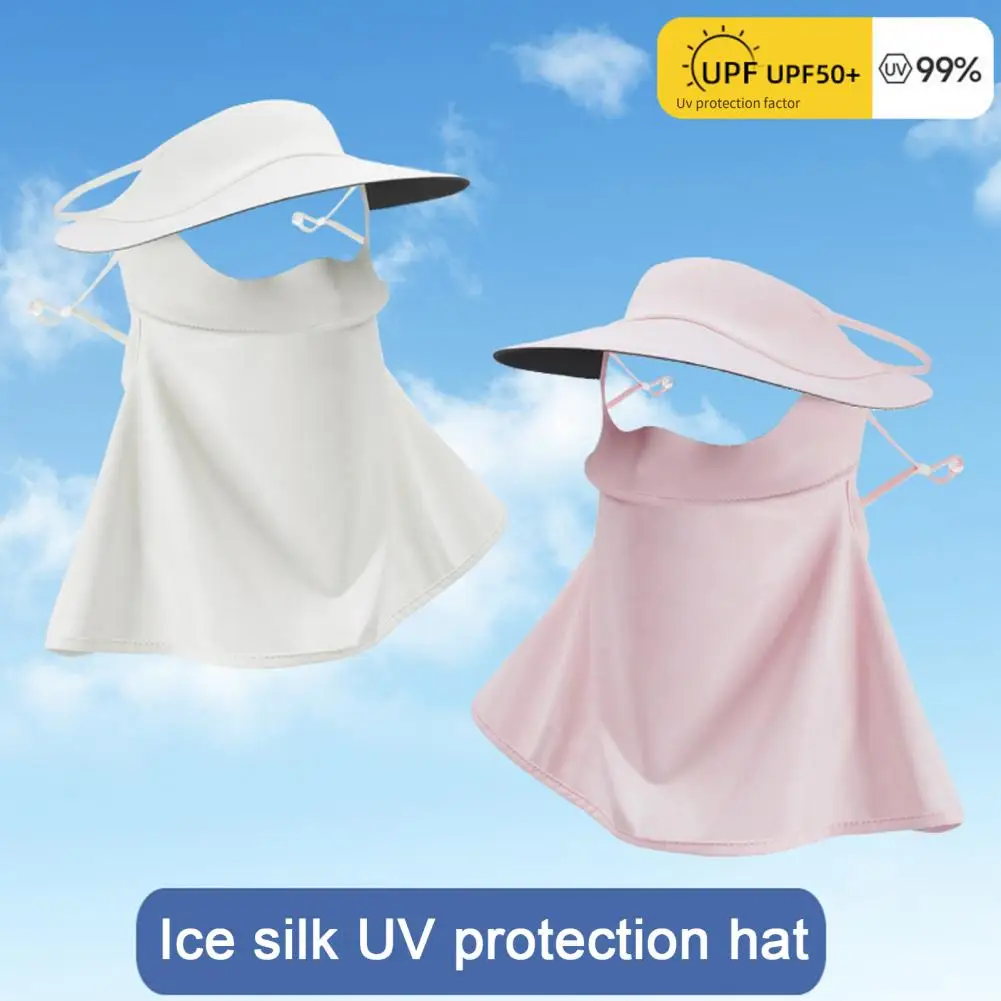 Packable Sun Hat Breathable Sun Hat with Face Guard Foldable Quick drying for Summer Solid Color Ice Silk Beach Hat