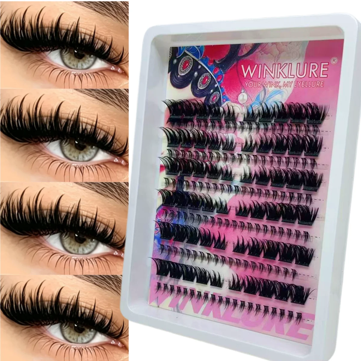 WINKLURE Manga Cat-Eye-Stil Wimpern, dünn, leicht, wiederverwendbar, Cluster-Wimpern, natürliche & glamouröse Wimpernverlängerungen