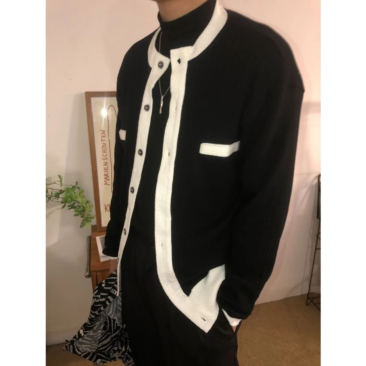 

Весенний мужской модный дизайн вязаный кардиган из мягкого полиэстера повседневное летнее тонкое пальто обычного кроя с воротником на пуговицах Ba