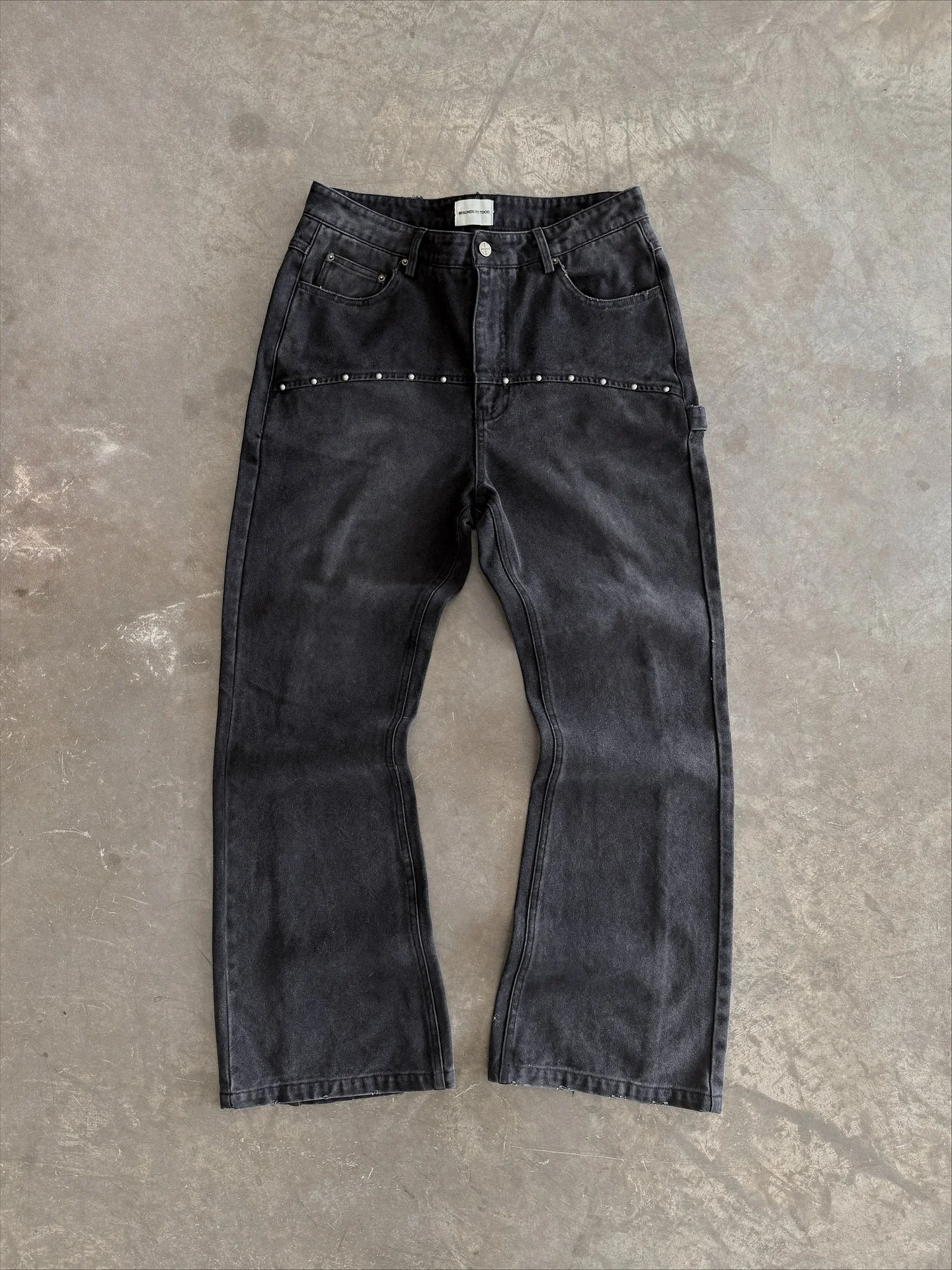 الأمريكية الرجعية حبة التطريز الجينز الرجال النساء موضة الاتجاه السراويل فضفاضة فضفاضة غسلها الهيب هوب موضة نمط زوجين السراويل واسعة