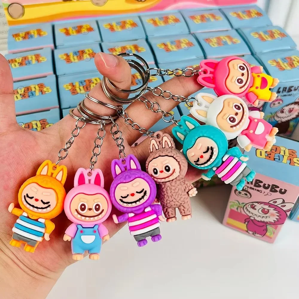 24 pcs LABUBU Labubu blind box doll keychain PVC small pendant fashion cute cartoon keychain mystery box packaging accessories