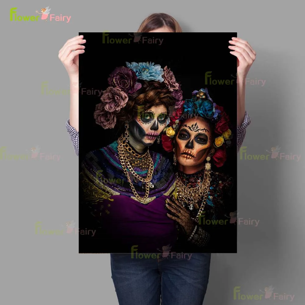 Mexico Grimace Woman Day of the Dead Funny Poster Wall Art Canvas Painting Home Decor Wall Pictures For Living Room Unframed