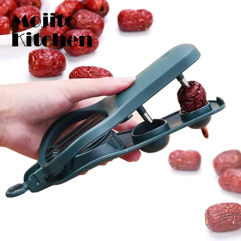 New Jujube Kernel Remover, Slicer, 2-in-1 Kitchen, Vegetable Salad Tool, Strawberry Slicer, Olive Cherry Pit, Household Gadget