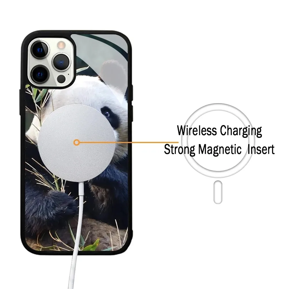 Fubao Cute Panda Phone Case For IPhone 15 14 13 Pro Max 11 12 Mini Alex Mirror For Magsafe Wireless Charging Cover