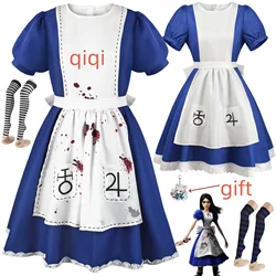 Anime Alice Princess Dress Maid Apron Dress Game Madness Returns Alice Cosplay Costume For Women Girls Halloween Party