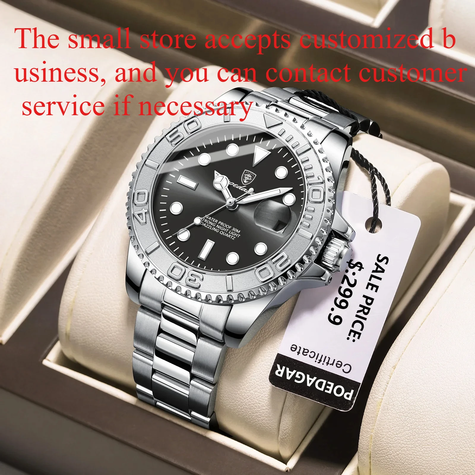 POEDAGAR Luxury Men Watch Business Quartz Man Clock Sports Waterproof Luminous Date Stainless Steel Men's Watches Male Reloj+box