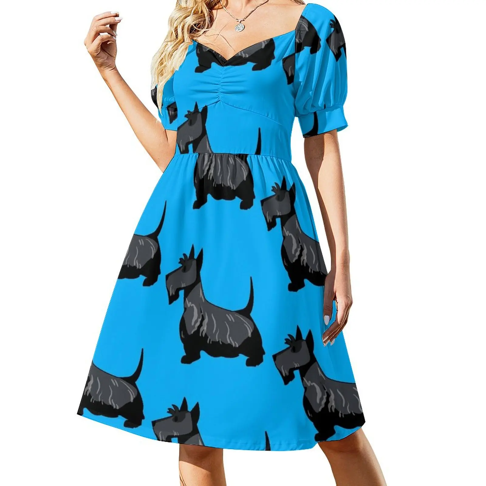 

Scottish Terrier Dog Short Sleeved Dress dresses for womens 2025 clothes for woman long dresses for women dress woman Dress