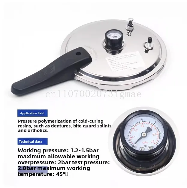 Dental Laboratory Denture Curing High Temperature Pressure Cooker Sterilization Pneumatic Polymerization Pot With Pressure Gauge