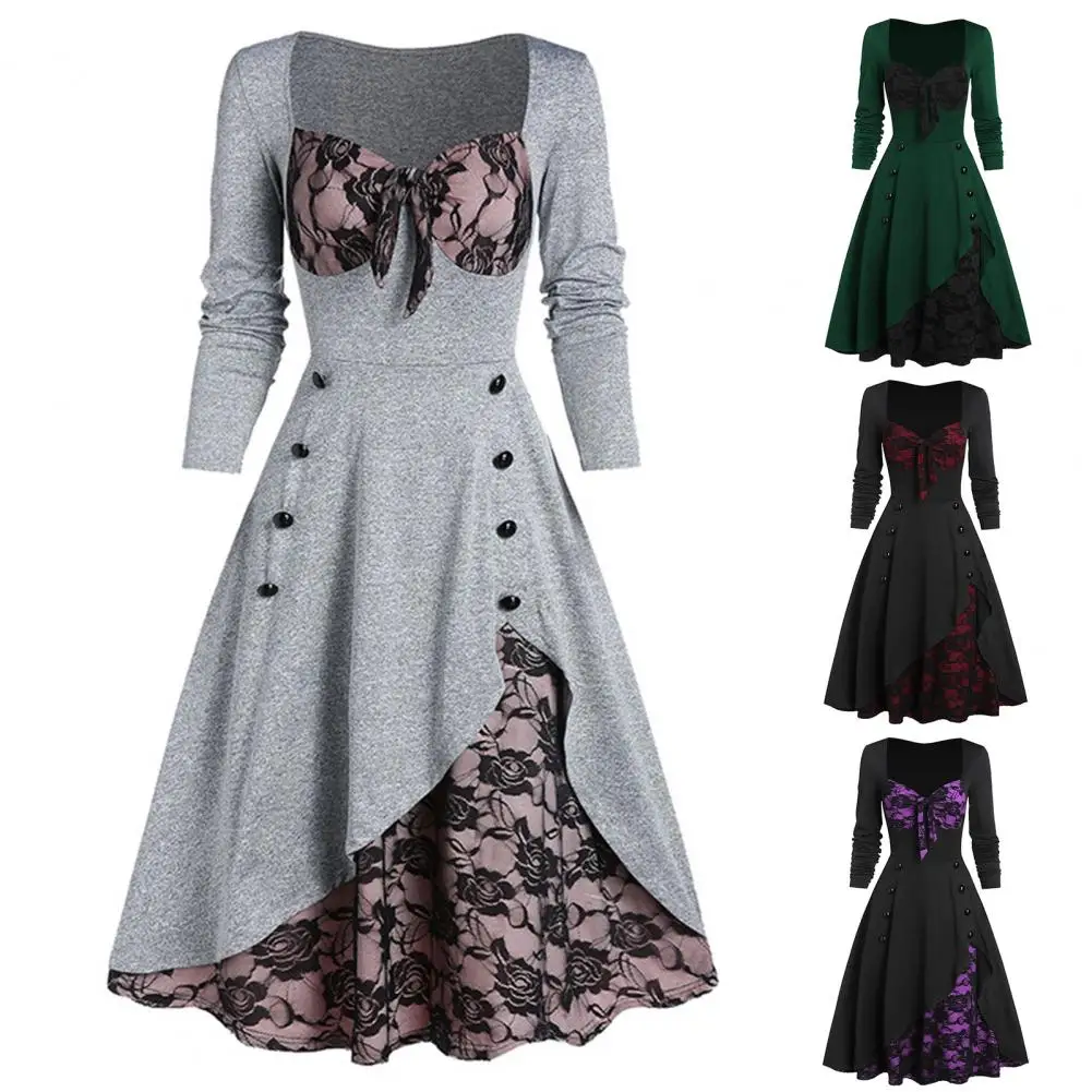 Female Dress Polyester Party Dress Long Sleeve Plus Size  Modern Skin-friendly  Comfortable Party Dress