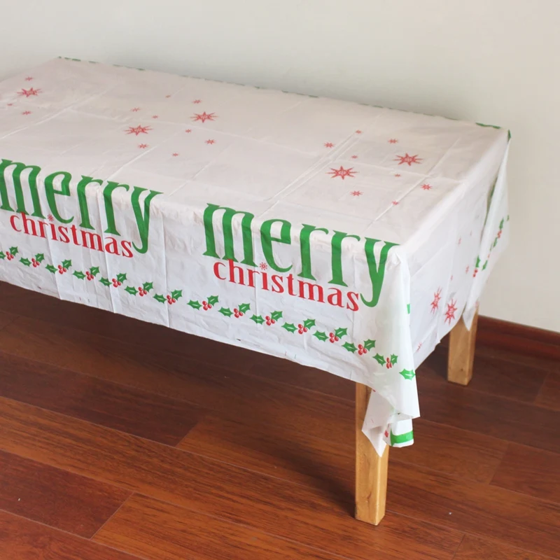 Disposable Plastic Table Cloth Table Cover Tablecloth Waterproof For Merry Christmas Decoration 180*108cm And Match Napkin