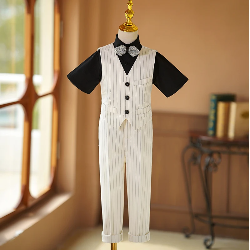

Summer boys' and children's white suit dress, flower boy's small suit suit set, handsome host performance suit, formal attire