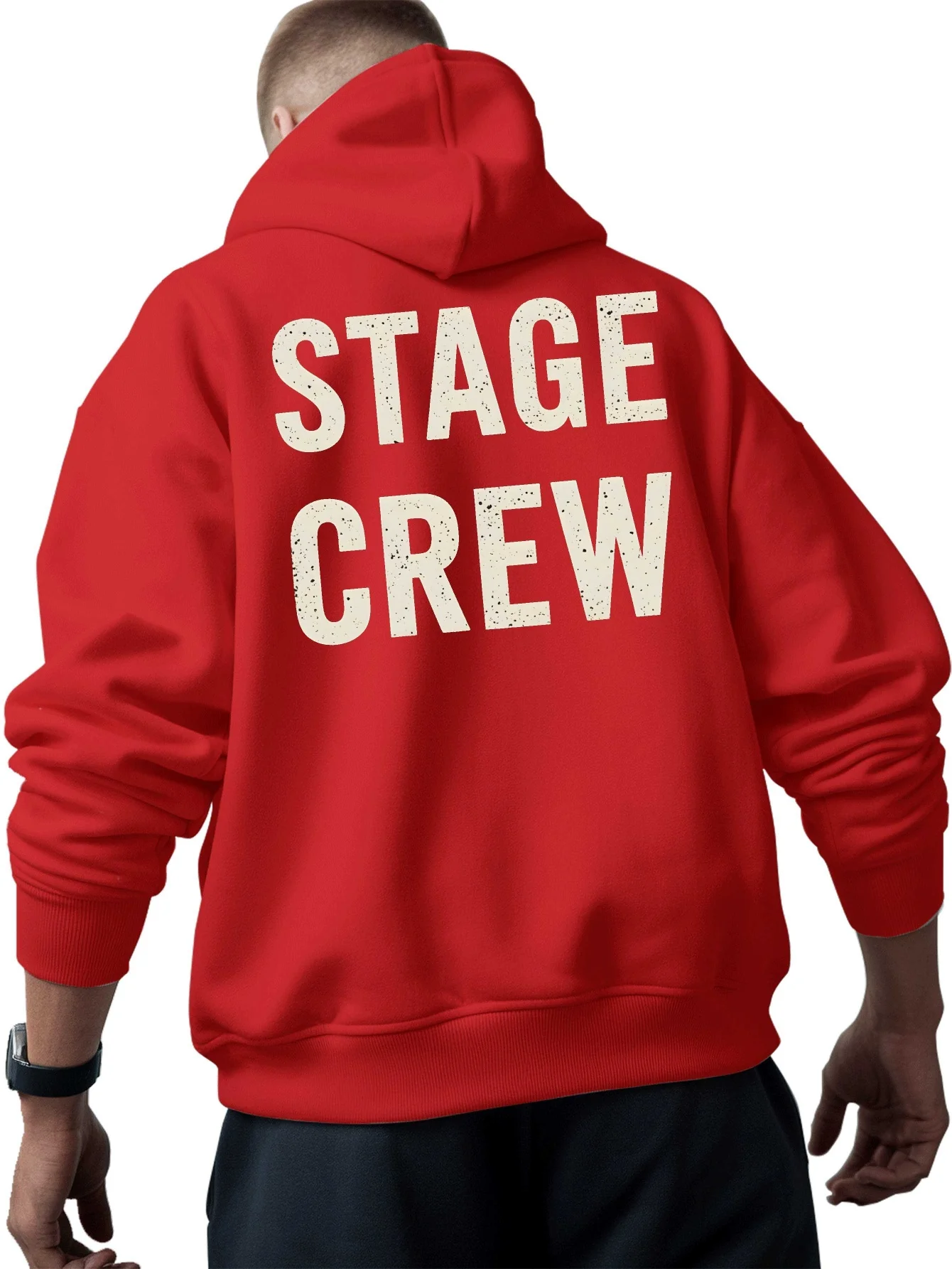 Retro distressed graphic print men's hooded sweatshirt. Trendy, soft, loose-fitting casual street American hip-hop hooded shirt.