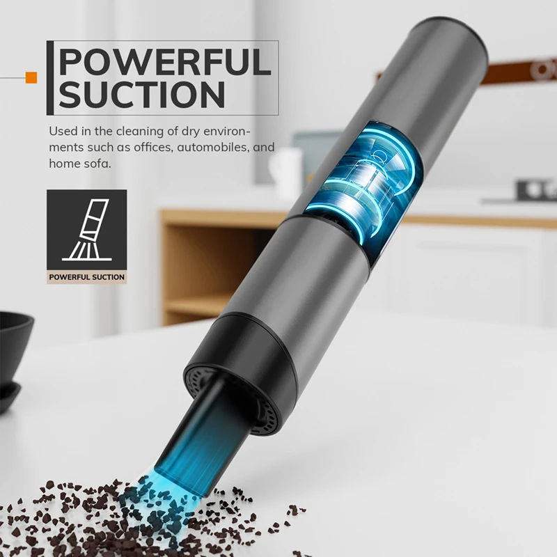 

Usb Charging Portable Vacuum Cleaner Cordless Handheld Vacuum With 2 Suction Heads Easy To Clean For Desktop Keyboard Car