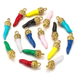 4Pcs/Lot Stainless Steel Gold Plated Pepper Charm Enamel Cute Pendant DIY Earrings Necklace Jewelry Making Accessories Wholesale