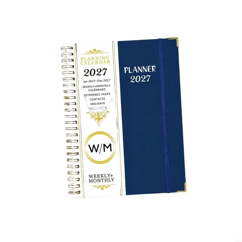 Planner Notebook 2027 Weekly and Monthly Pages, English Dated Calendar Format for Study Plans, Office Writing and Desk Use F19E