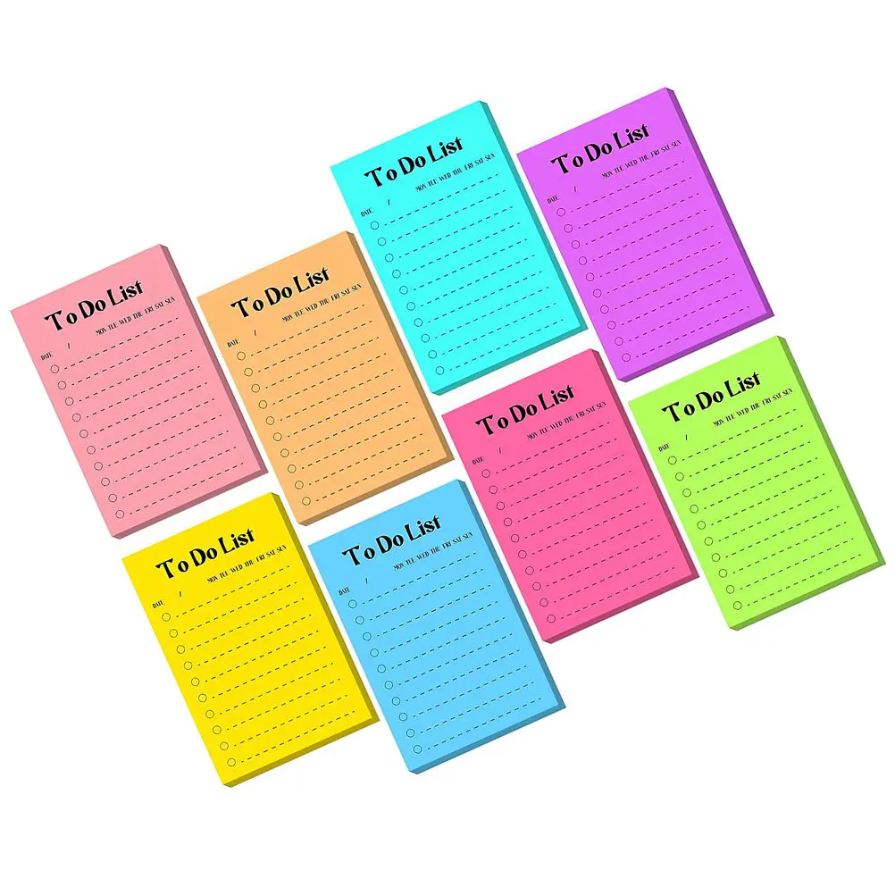 8 Books Fluorescent Paper Note Stickers Multi-Function Adorable Design Easy Tear Off No Residue Left Office School Home Use