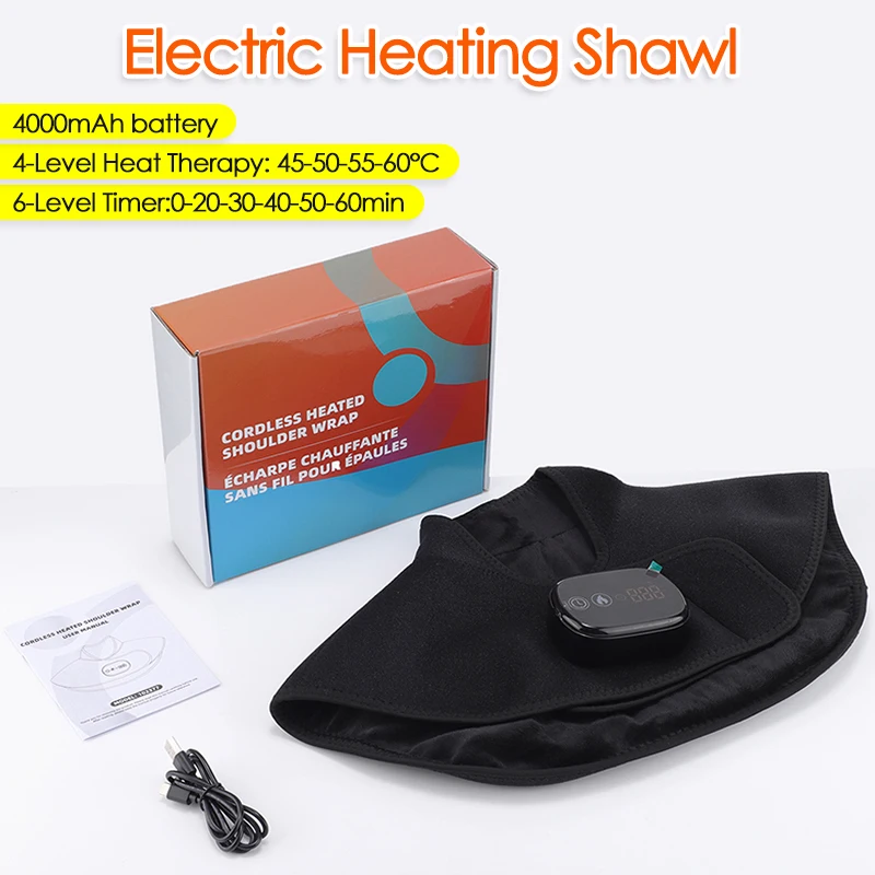 

Electric Shoulder Neck Hot Compress Massager Wrap Thermal Shoulder Back Warmer 4-Speed Temperature 6-Levels Timer Heating Pad