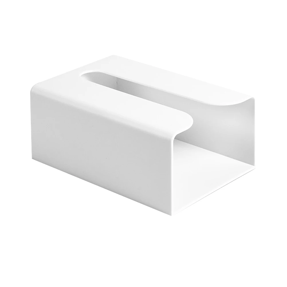 

1pc Wall Mount Tissue Box White Smooth Lines Dispenser Roll Paper Holder Bathroom Household Decor Accessories