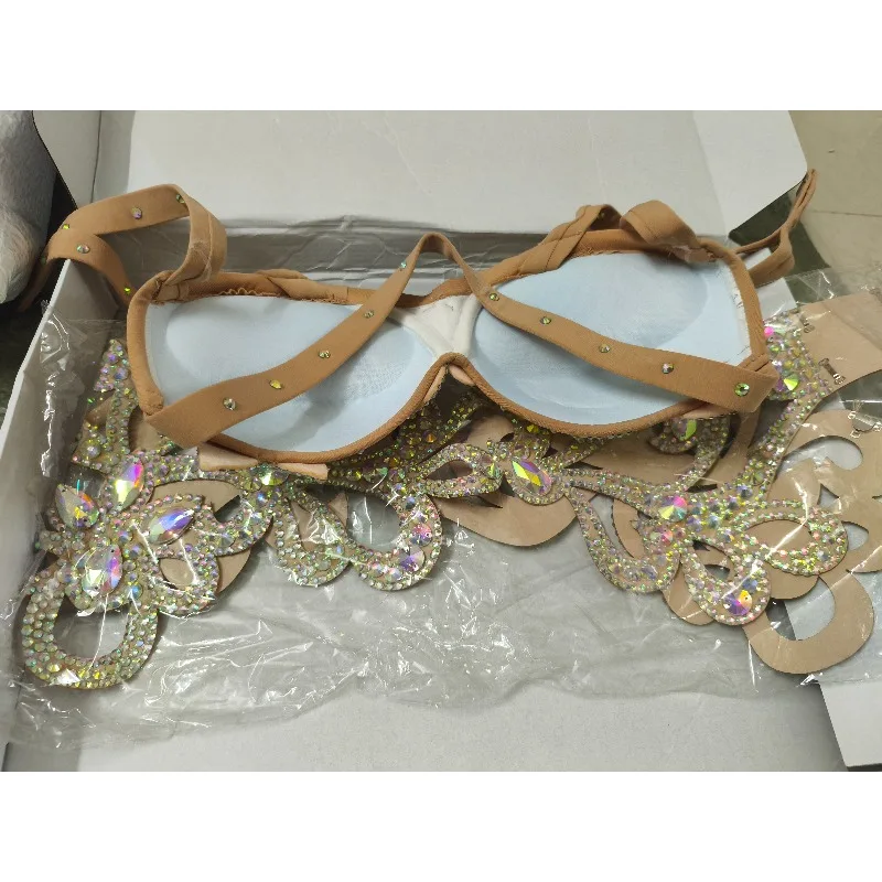 Costumi di danza del ventre orientale personalizzati Costume indiano egiziano Cintura reggiseno di danza del ventre con nappe di diamanti da donna