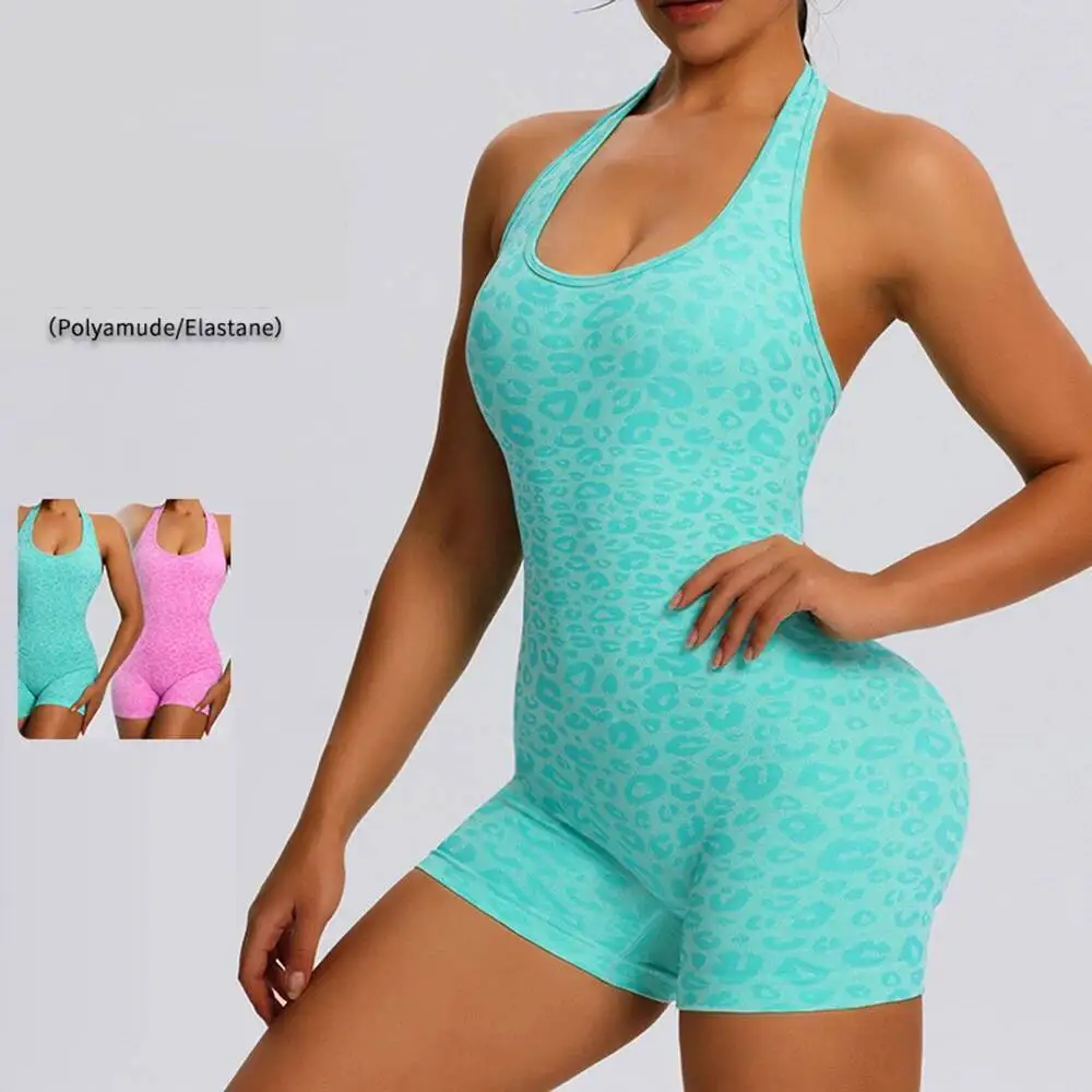 

New Leopard Print Yoga Bodysuit Women Seamless One Piece Workout Suit Moisture Wicking Fast Dry High Waist Tummy Contr