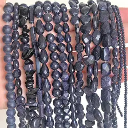 Natural Blue SandStone Bead Matte Round Irregular Faceted Heart Loose Spacer Beads For Jewelry Making DIY Bracelets Earrings