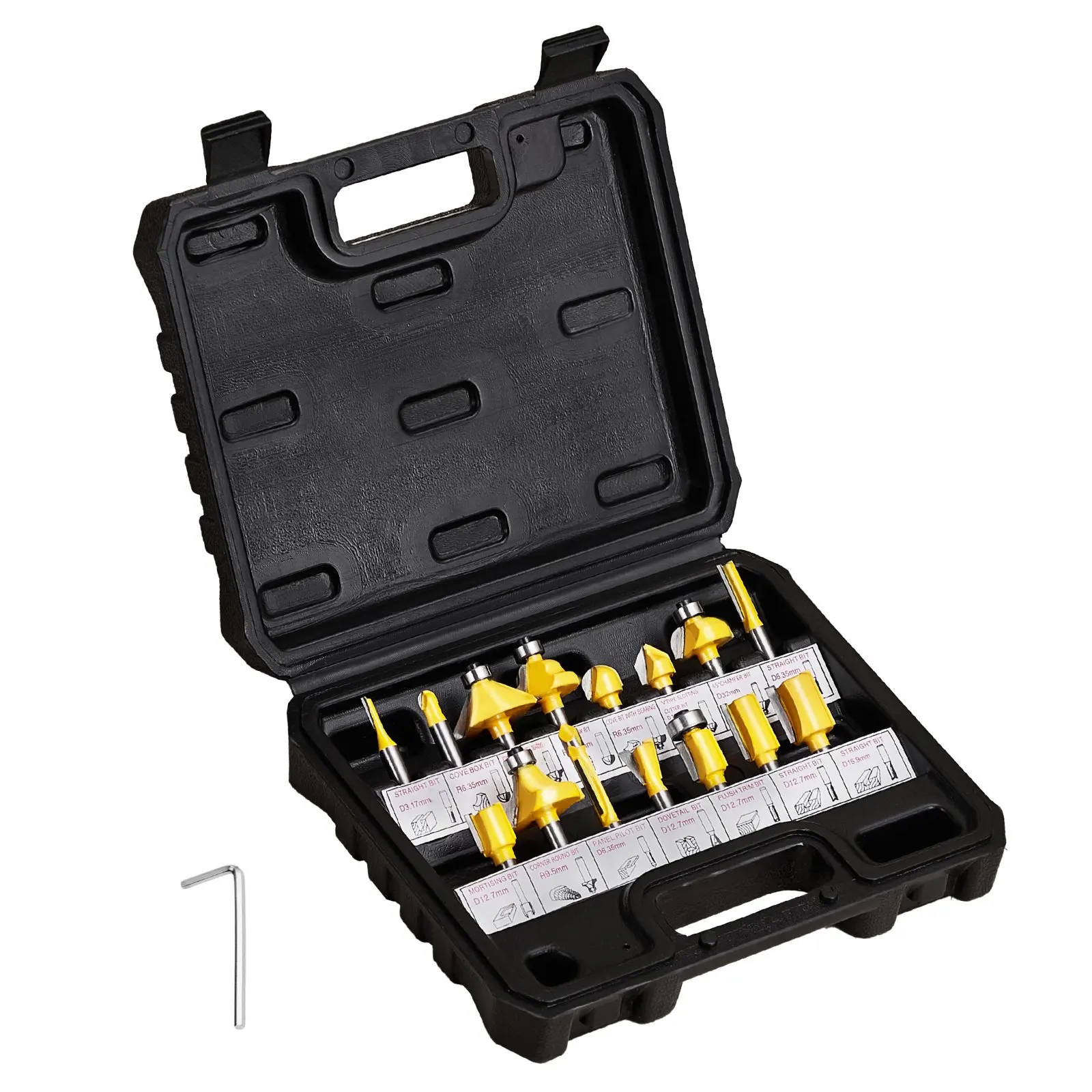 Router Bits Set 15 Pieces Carbide Router Bit Shank Carrying Case