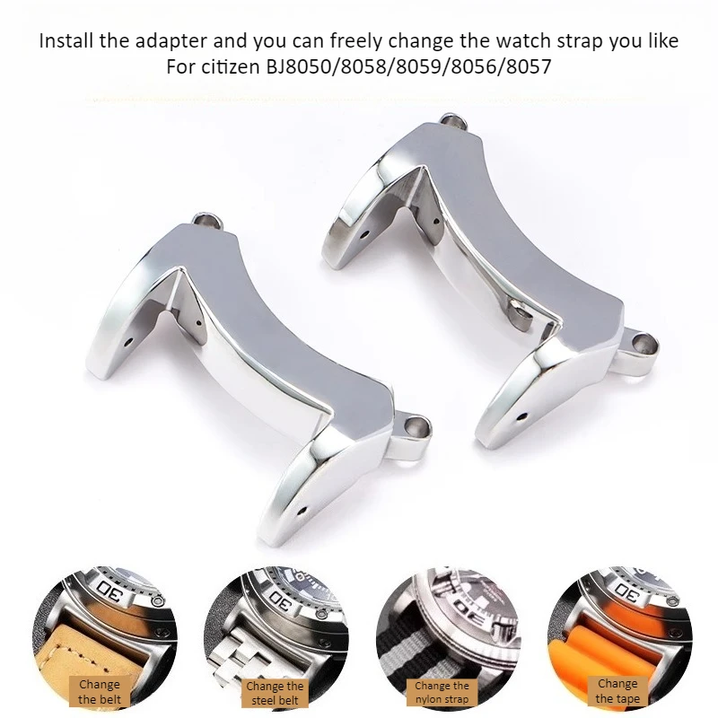 For Citizen BJ8059 NH6930 BN7020 men's watchband solid special connector converter modified Stainless steel watch strap