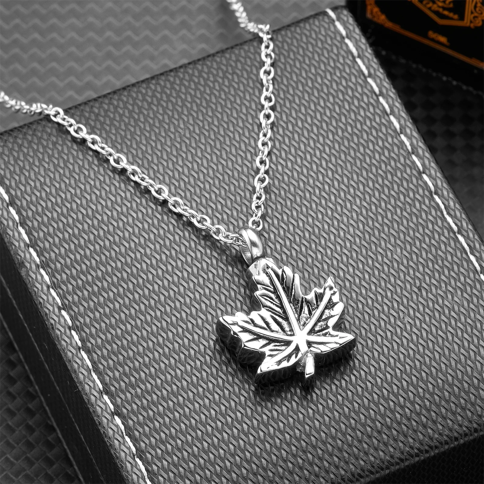 

Maple Leaf Cremation Necklace - Stainless Steel Ashes Pendant for Human Ash, Memorial Urn Jewelry Keepsake