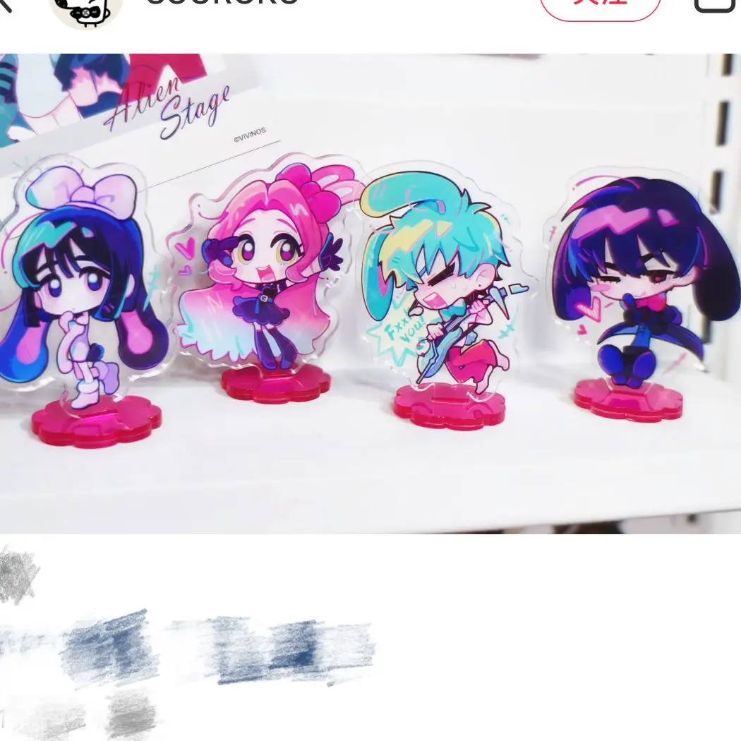 男性と女性のためのエイリアンの舞台に立っているアニメのキーホルダー、アクリルのキーリング、漫画のキーリング、ファッションフィギュア、ギフトペンダント