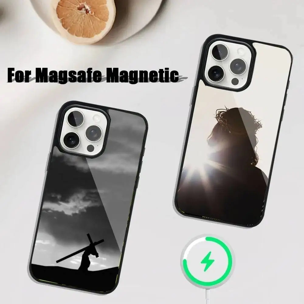 

Jesus Cross Painted Phone Case For iPhone 16,15,14,13,12,11,Plus,Pro,Max Mini Magsafe Magnetic Wireless Charging