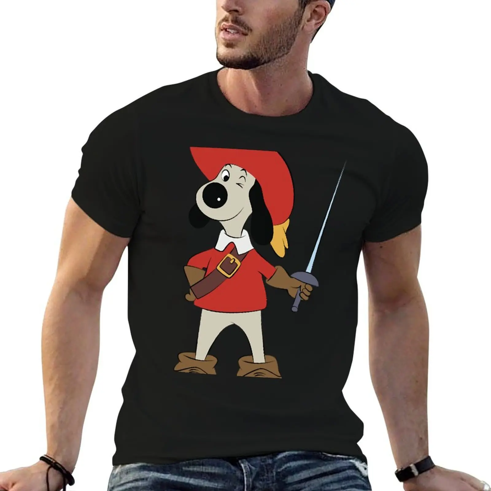 Koszulki D'Artacan t man Dogtanian śmieszne koszulki męskie T-Shirt 100% bawełna koszulki 100% bawełna