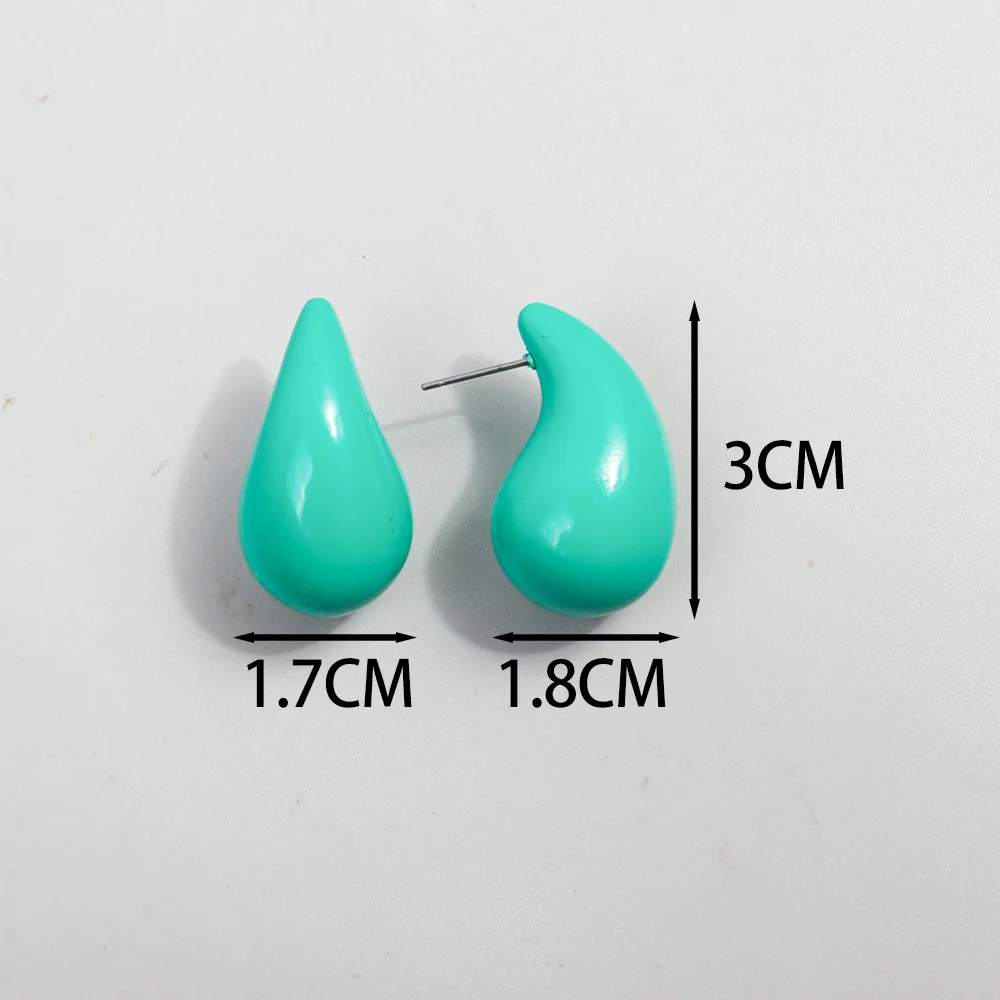 FishSheep New Colorful Acryliy Dupe Chunky Water Drop Earring for Women Glossy Candy Color Teardrop Hoops Earrings Jewelry Gifts