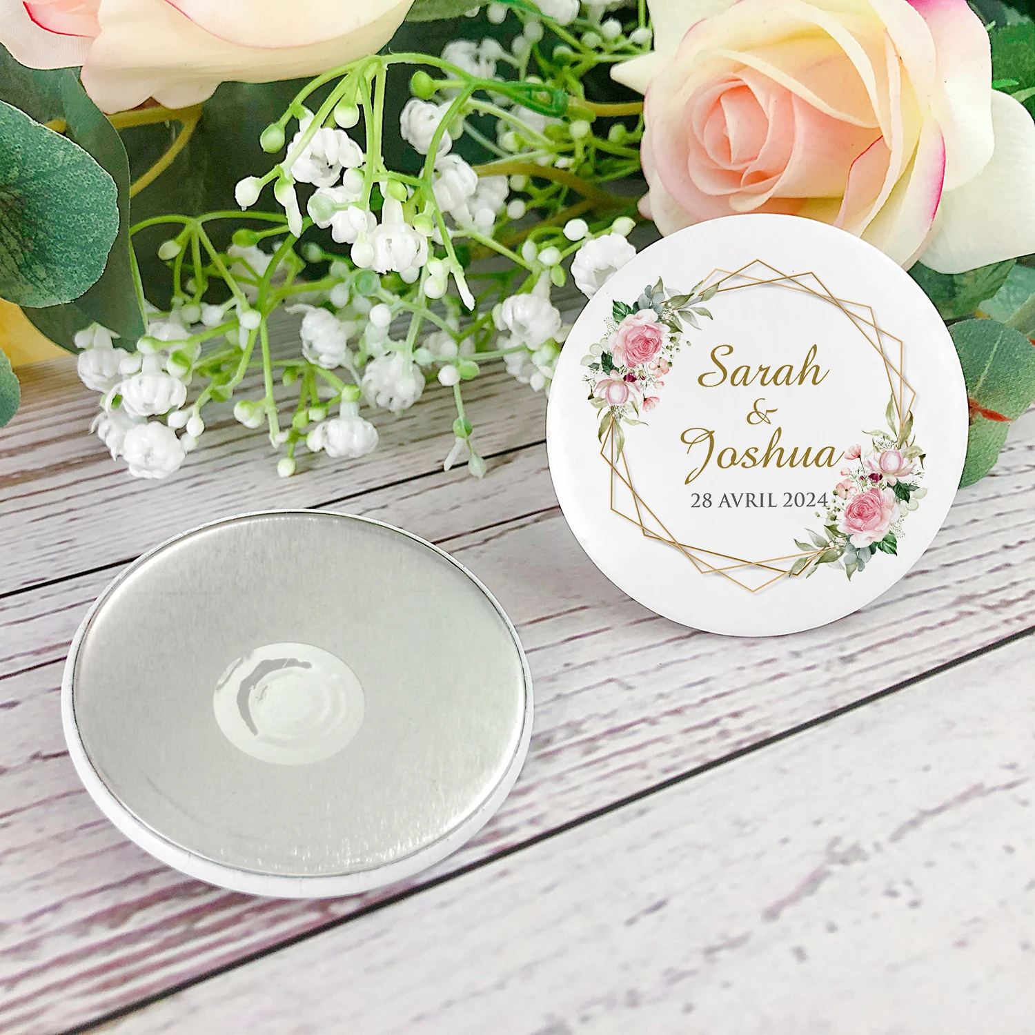 Customized Wedding Souvenir Fridge Magnets Personalized Wedding Party Favor for Guest Round Fridge Magnet 5.8cm 2.25