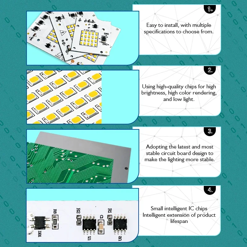 10pcs/lot LED Chip Light 220V 240V 10W 20W 30W 50W 100W Led Beads SMD 2835 Smart IC Led Lamp for DIY Floodlight Outdoor Lighting