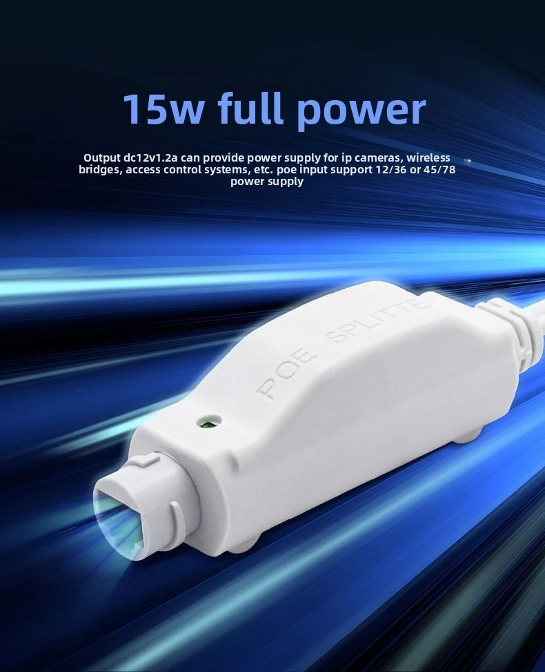 48V To 12V POE Spliter Waterprrof with Video and Power Adapter Cable Supply Module Injector for IP Camera Extender