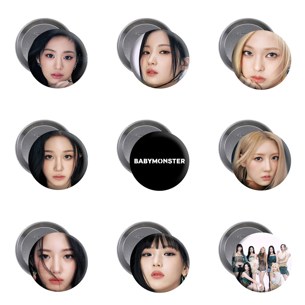 KPOP BABYMONSTER HD Photo Print Tinplate Badge Ahyeon Asa Rora Pharita Brooches Pins Bag Clothes Accessories Fans Collectibles