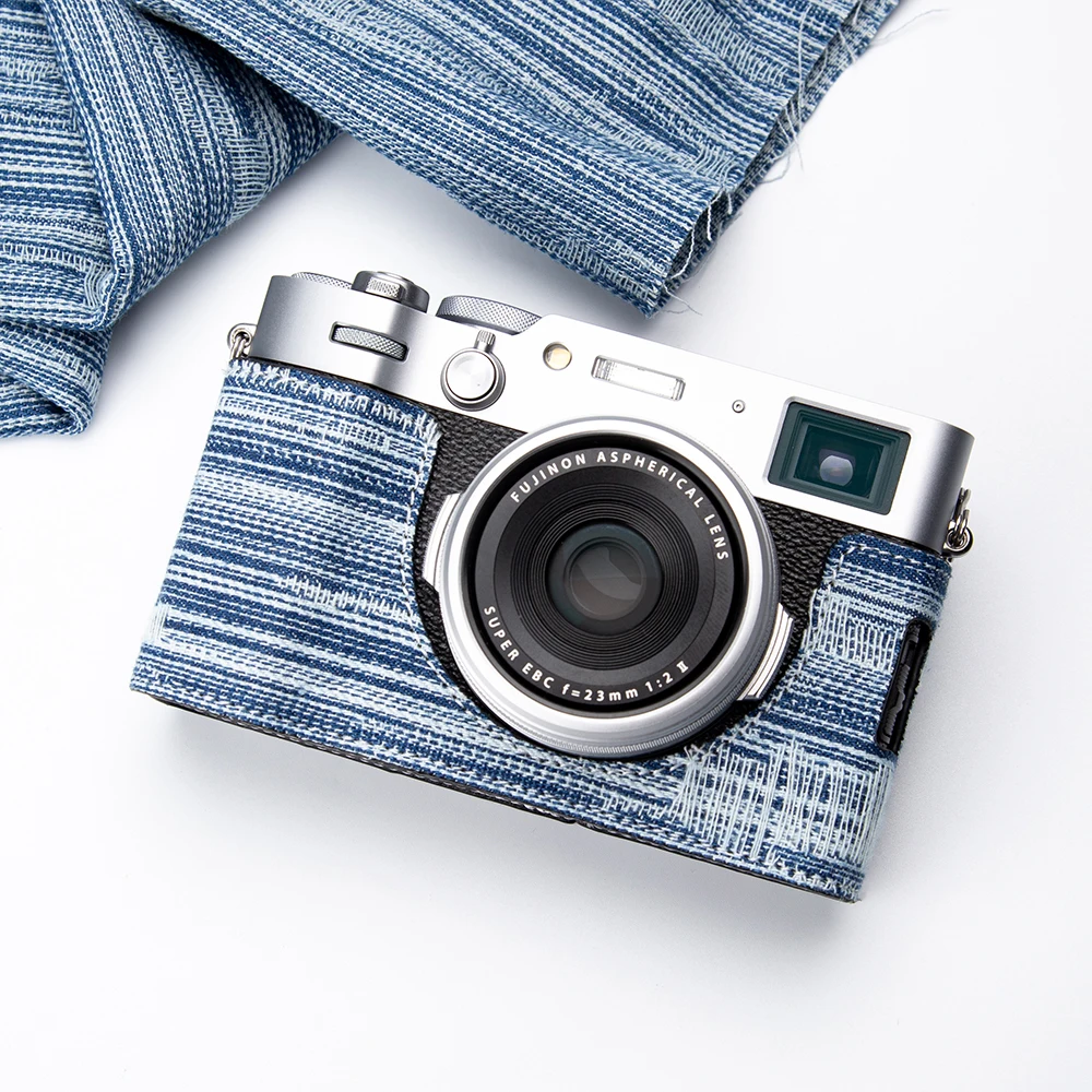 

Fresh Denim X100VI Half Case Half Bag Xhalf Handmade Camera Bag XT5 Protective Case for Fujifilm XT5 X-T5 Xhalf X100VI Case