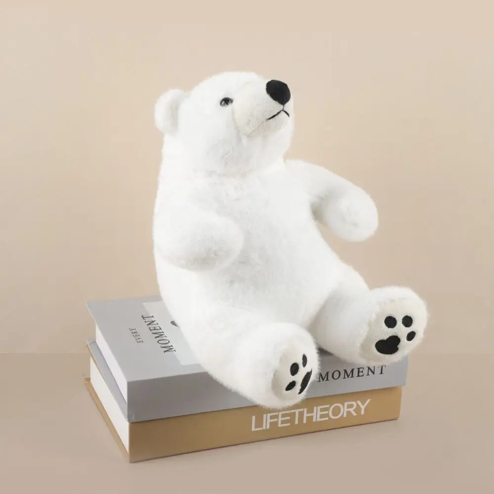 Pies grandes, oso Polar sentado, bufanda de juguete de peluche, muñeco de oso Polar relleno esponjoso, colección de muñecos de peluche de animales suaves