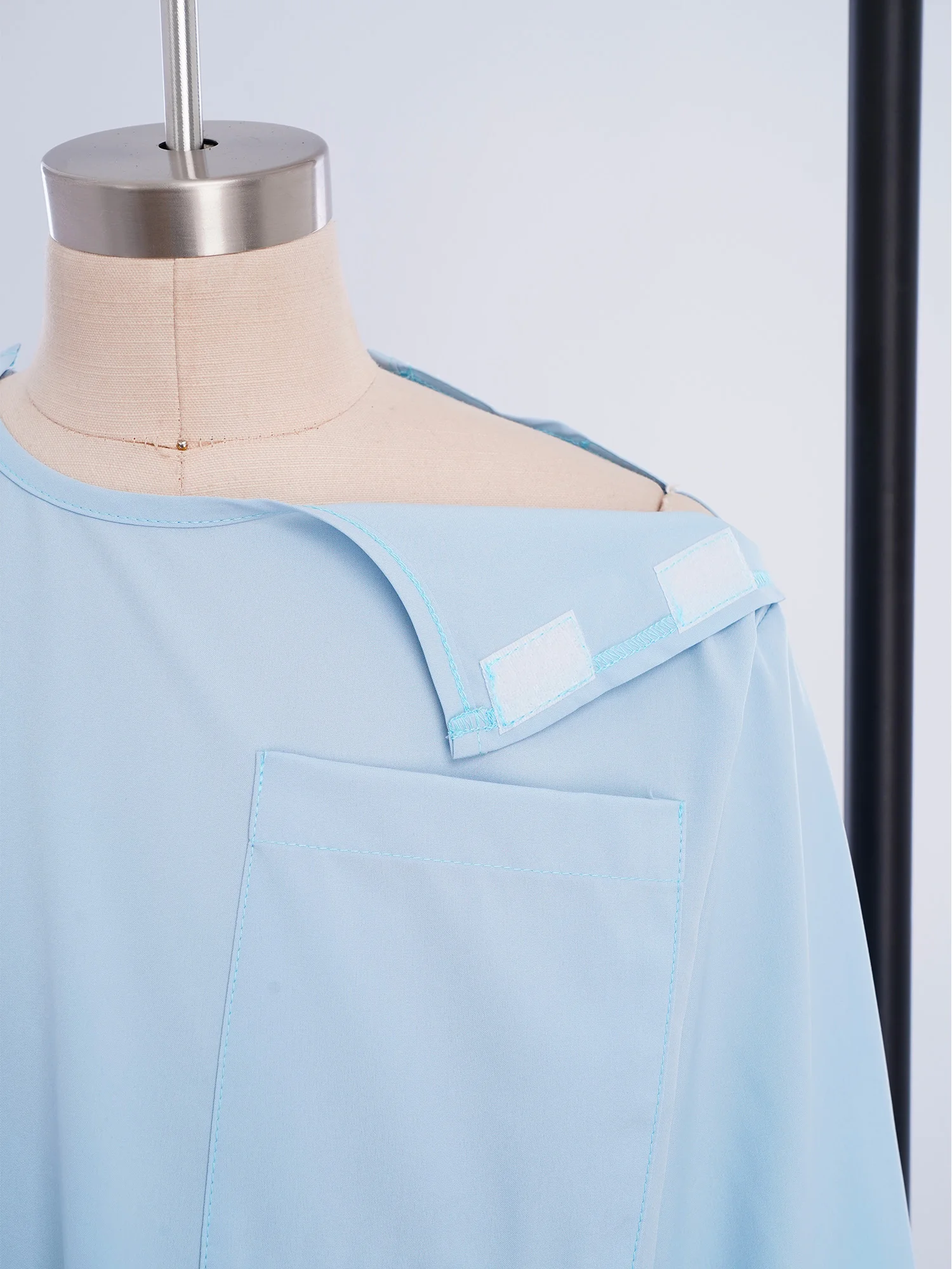 Kids Special Needs Adaptive Clothing Long Sleeve Back Split Hook-and-Loop Fastener Pediatric Medical Patient Nursing Gown Robe view 5