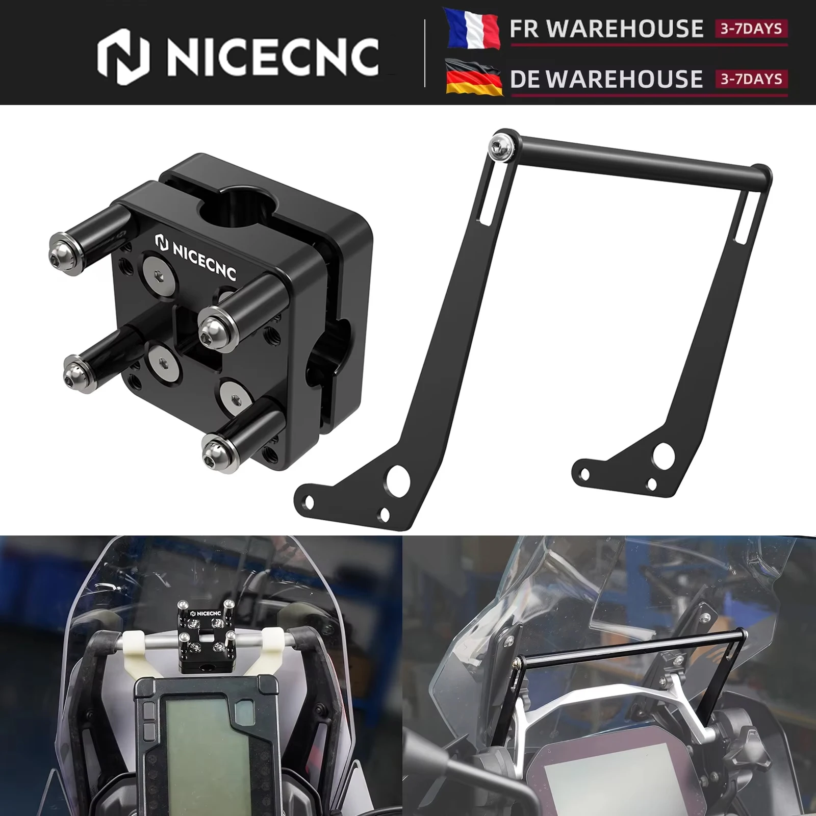 (Stock UE) Support de navigation GPS pour BMW R1250GS R1250GS Adventure 2018-2024, barre de fixation 12MM, compatible R1200GS R1200GSA 2013-2018