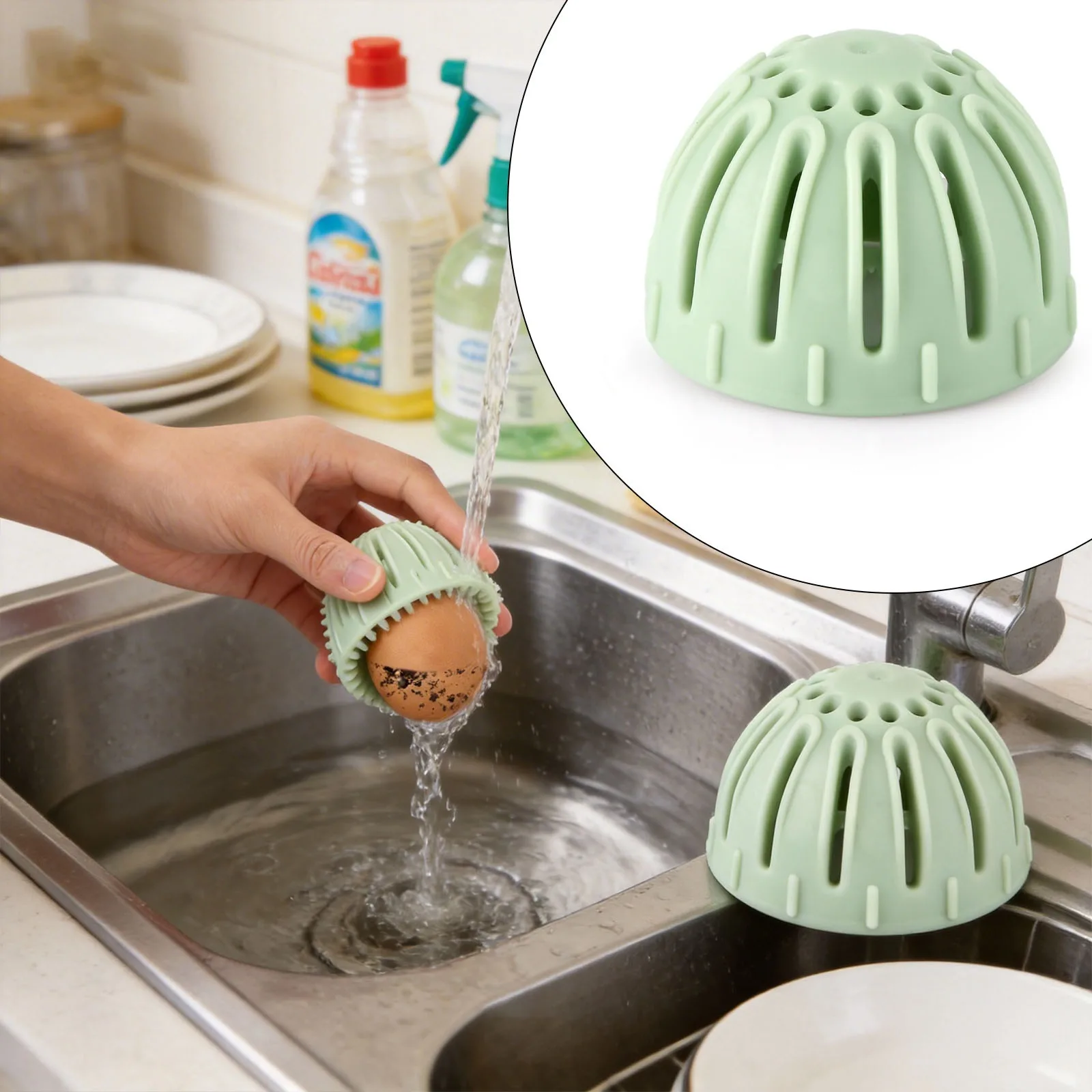 1/2pcs Egg Scrubber Brush, Reusable Spinning Egg Cleaner - Rotary Scrubbing Tool for Washing Fresh Eggs & Removing Stains