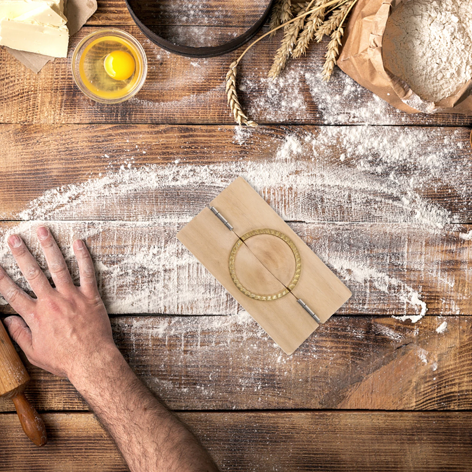 

Wooden Dumpling Press Compact Multifunctional Dough Mold For Empanadas Wontons Reusable Kitchen Tool Baking Accessory