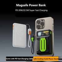 20000mAh Magnetic Wireless Power Bank with Cooling Fan 22.5W Fast Charging Portable Powerbank for Magsafe For iPhone 16 15 14 13