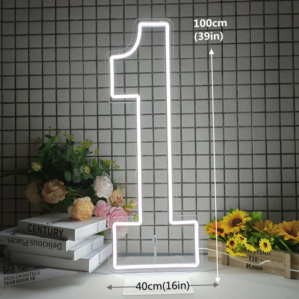 Extra-Large LED Neon Numbers Sign 76cm/100cm Stand up & Wall Mounted for Birthday Wedding Celebration Party Decor
