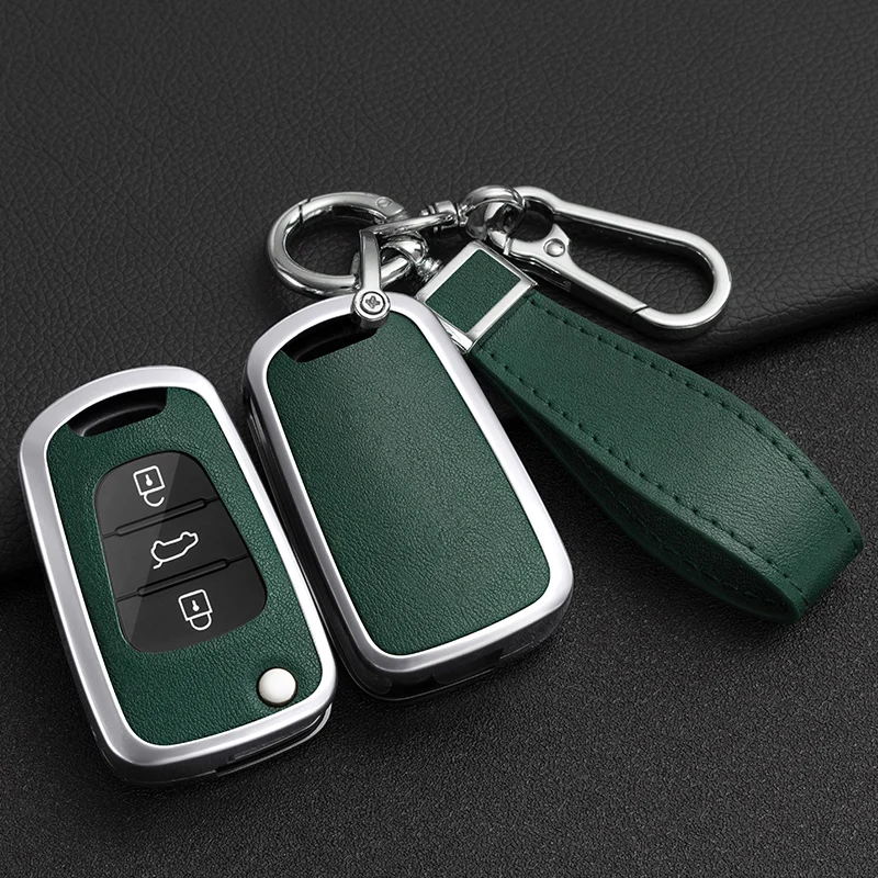 Zinc Alloy Leather Car Key Case For Hyundai i20 i30 ix20 ix25 ix35 Elantra Accent For KIA Rio 3 Soul Optima Ceed Pro K5 Pride