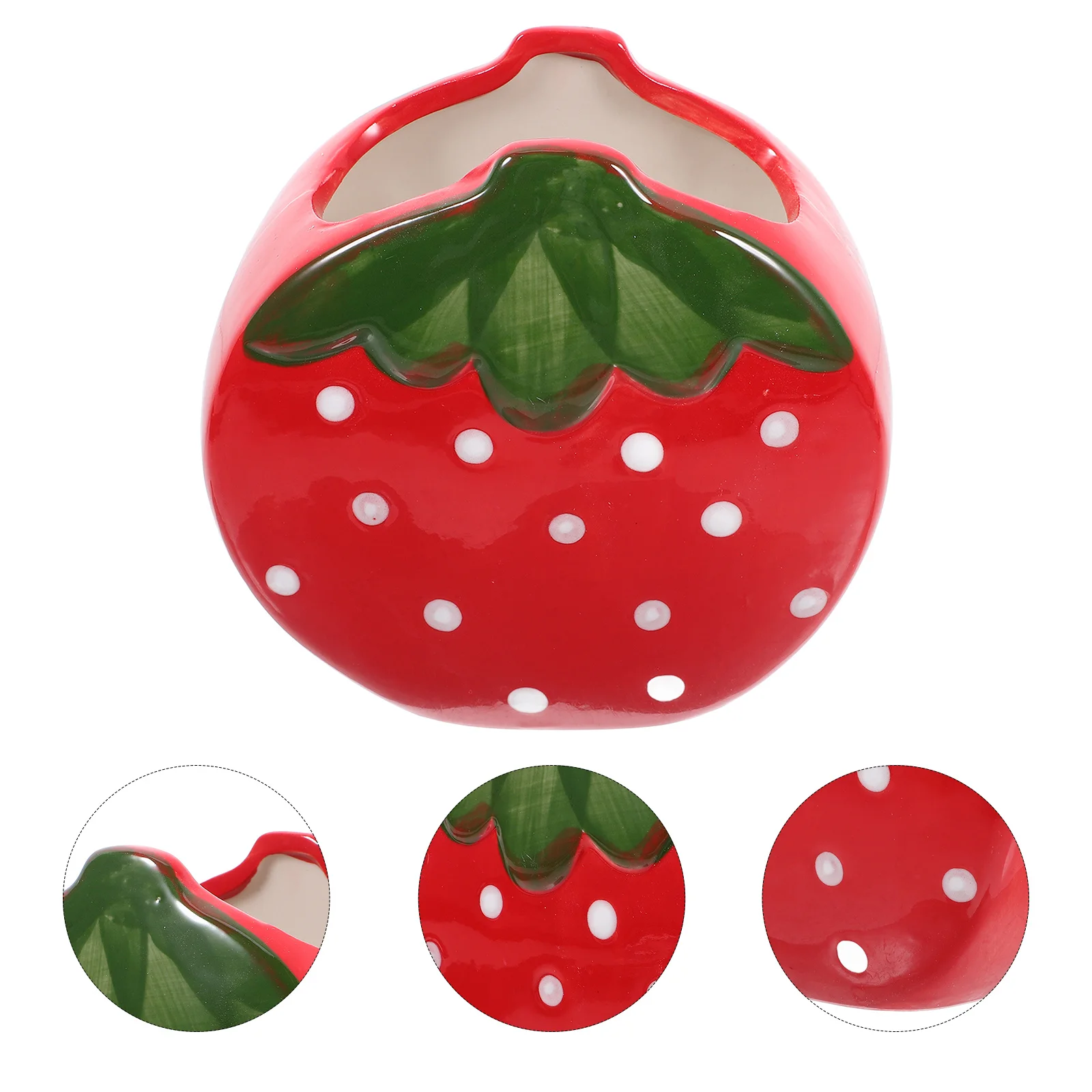 

2Pcs Strawberry Shaped Pen Holder Ceramic Material Desk Pen Organizer Pencil Storage Box Versatile Office Use
